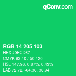 Color code: RGB 14 205 103 | qconv.com