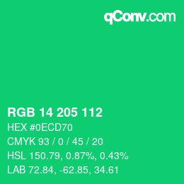Color code: RGB 14 205 112 | qconv.com