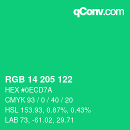 Color code: RGB 14 205 122 | qconv.com