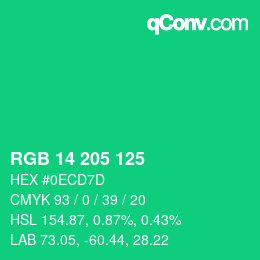 Color code: RGB 14 205 125 | qconv.com