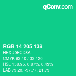Color code: RGB 14 205 138 | qconv.com