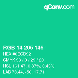 Color code: RGB 14 205 146 | qconv.com