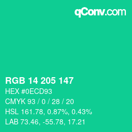 Color code: RGB 14 205 147 | qconv.com