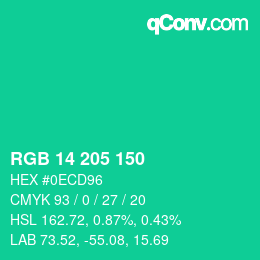 Color code: RGB 14 205 150 | qconv.com