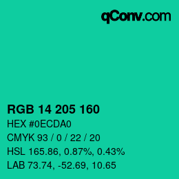 Color code: RGB 14 205 160 | qconv.com