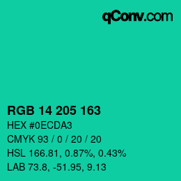 Color code: RGB 14 205 163 | qconv.com