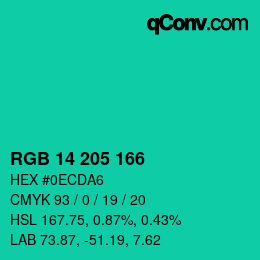 Color code: RGB 14 205 166 | qconv.com