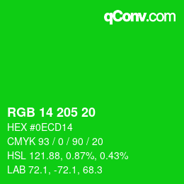 Color code: RGB 14 205 20 | qconv.com