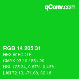 Color code: RGB 14 205 31 | qconv.com