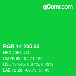 Color code: RGB 14 205 60 | qconv.com