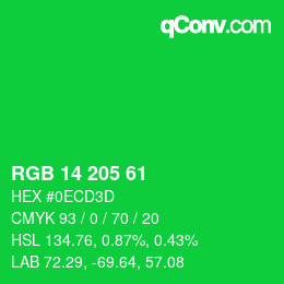 カラーコード: RGB 14 205 61 | qconv.com