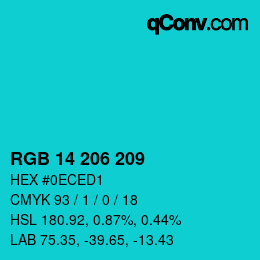 Color code: RGB 14 206 209 | qconv.com