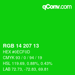 カラーコード: RGB 14 207 13 | qconv.com