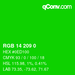 カラーコード: RGB 14 209 0 | qconv.com