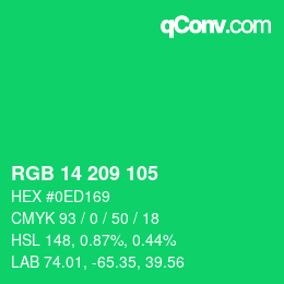 カラーコード: RGB 14 209 105 | qconv.com