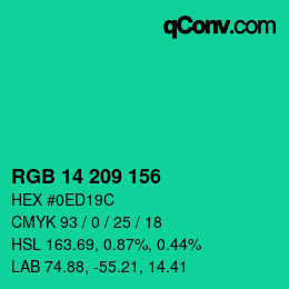 カラーコード: RGB 14 209 156 | qconv.com