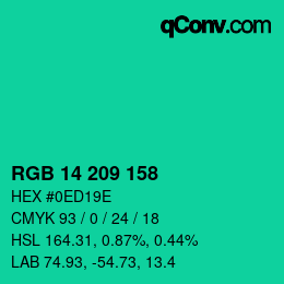 Color code: RGB 14 209 158 | qconv.com