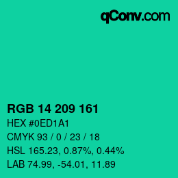 カラーコード: RGB 14 209 161 | qconv.com