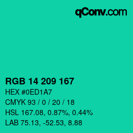 カラーコード: RGB 14 209 167 | qconv.com