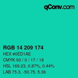 Color code: RGB 14 209 174 | qconv.com