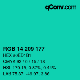 カラーコード: RGB 14 209 177 | qconv.com