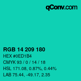 Color code: RGB 14 209 180 | qconv.com