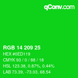 Color code: RGB 14 209 25 | qconv.com