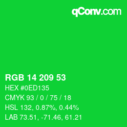 カラーコード: RGB 14 209 53 | qconv.com