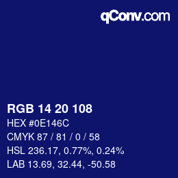 カラーコード: RGB 14 20 108 | qconv.com