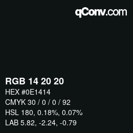 Color code: RGB 14 20 20 | qconv.com