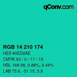 Color code: RGB 14 210 174 | qconv.com