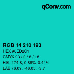 Color code: RGB 14 210 193 | qconv.com