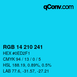 颜色代码: RGB 14 210 241 | qconv.com