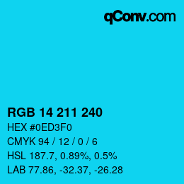 Color code: RGB 14 211 240 | qconv.com