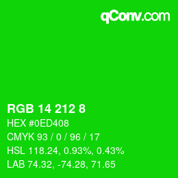 颜色代码: RGB 14 212 8 | qconv.com