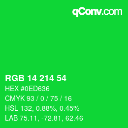 Color code: RGB 14 214 54 | qconv.com