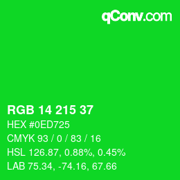 カラーコード: RGB 14 215 37 | qconv.com