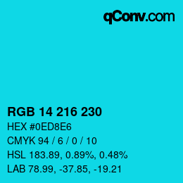 Farbcode: RGB 14 216 230 | qconv.com