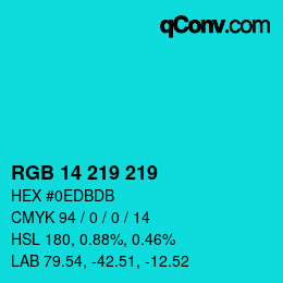 Color code: RGB 14 219 219 | qconv.com