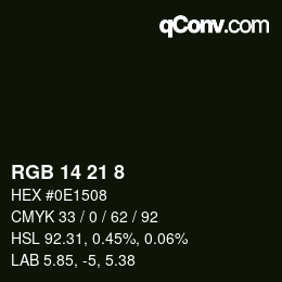 Color code: RGB 14 21 8 | qconv.com
