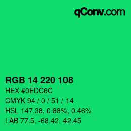 Color code: RGB 14 220 108 | qconv.com