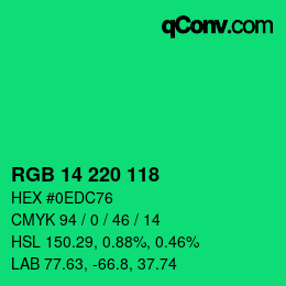 Color code: RGB 14 220 118 | qconv.com