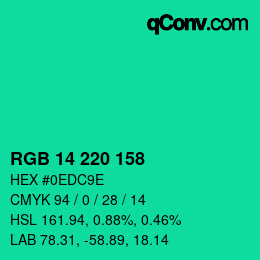 Color code: RGB 14 220 158 | qconv.com