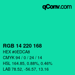 Color code: RGB 14 220 168 | qconv.com