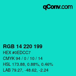 Color code: RGB 14 220 199 | qconv.com