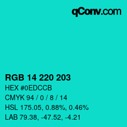 Color code: RGB 14 220 203 | qconv.com