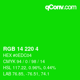 颜色代码: RGB 14 220 4 | qconv.com