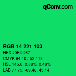 颜色代码: RGB 14 221 103 | qconv.com
