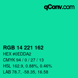 Color code: RGB 14 221 162 | qconv.com