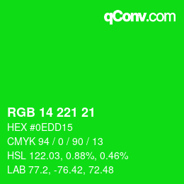 Color code: RGB 14 221 21 | qconv.com